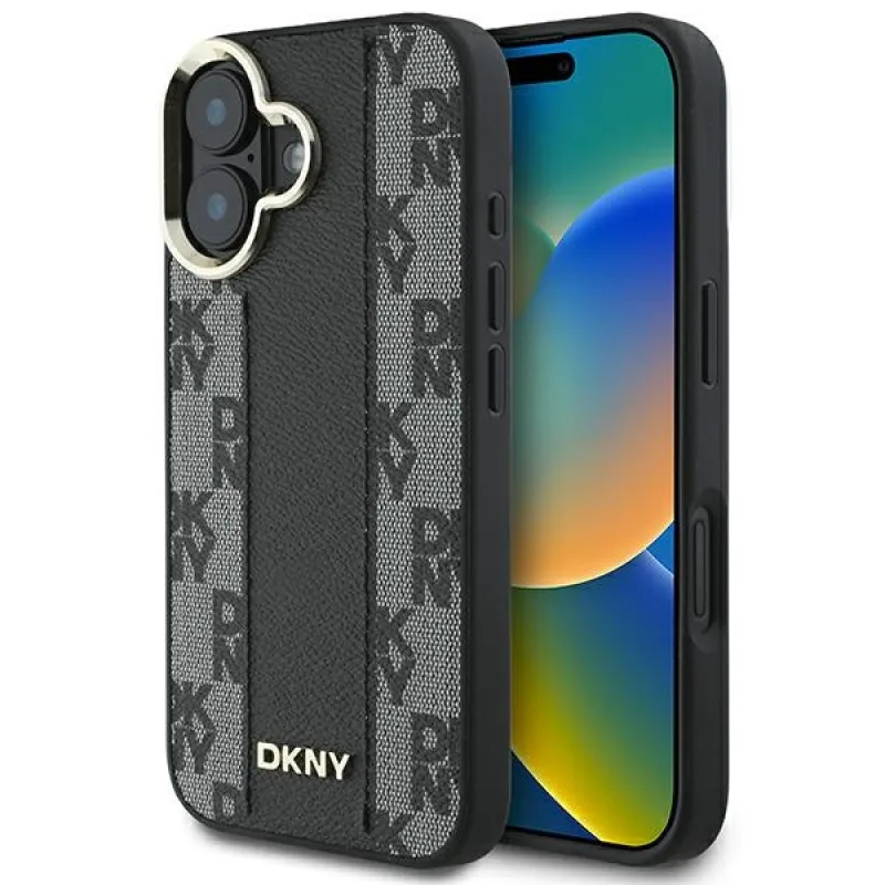Puzdro DKNY s kockovaným vzorom Magsafe iPhone 16 Plus – čierne