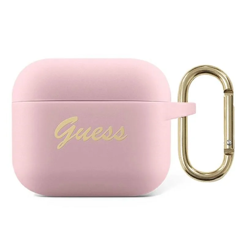 Guess GUA3SSSI AirPods 3 kryt ružový/ružový Silicone Vintage Script