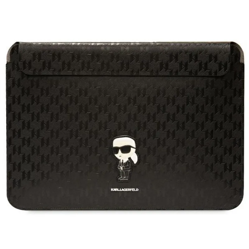 Puzdro Karl Lagerfeld Saffiano Monogram Ikonik na 16" notebook - čierne