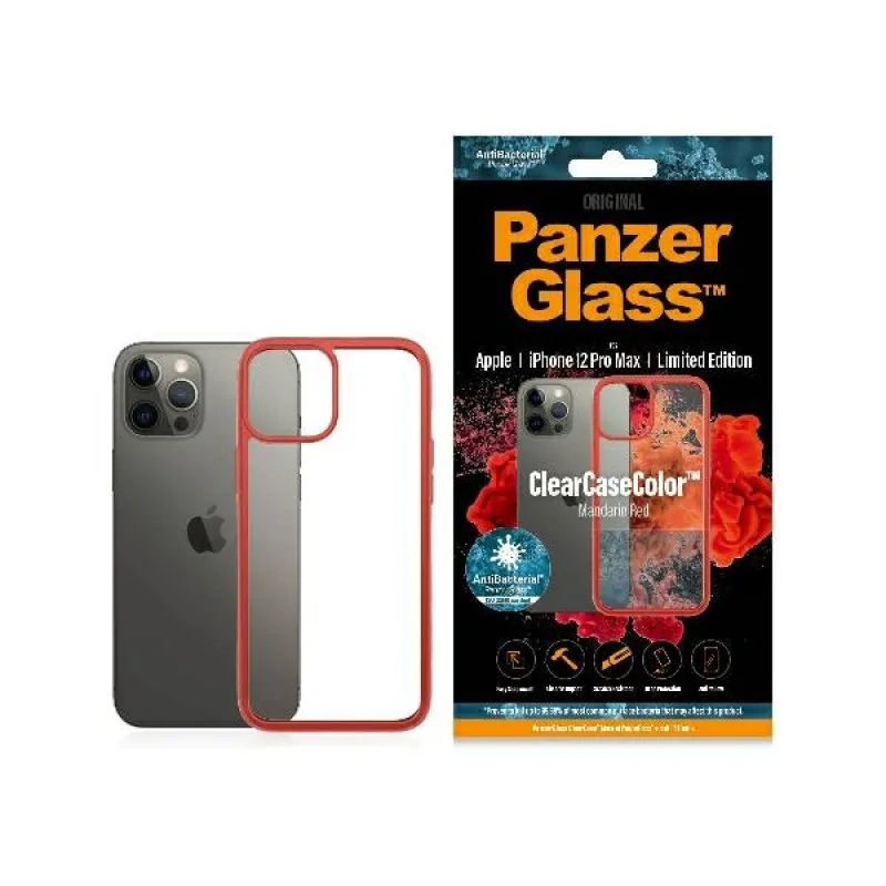 Puzdro PanzerGlass ClearCase pre iPhone 12 Pro Max - priehľadné a červené