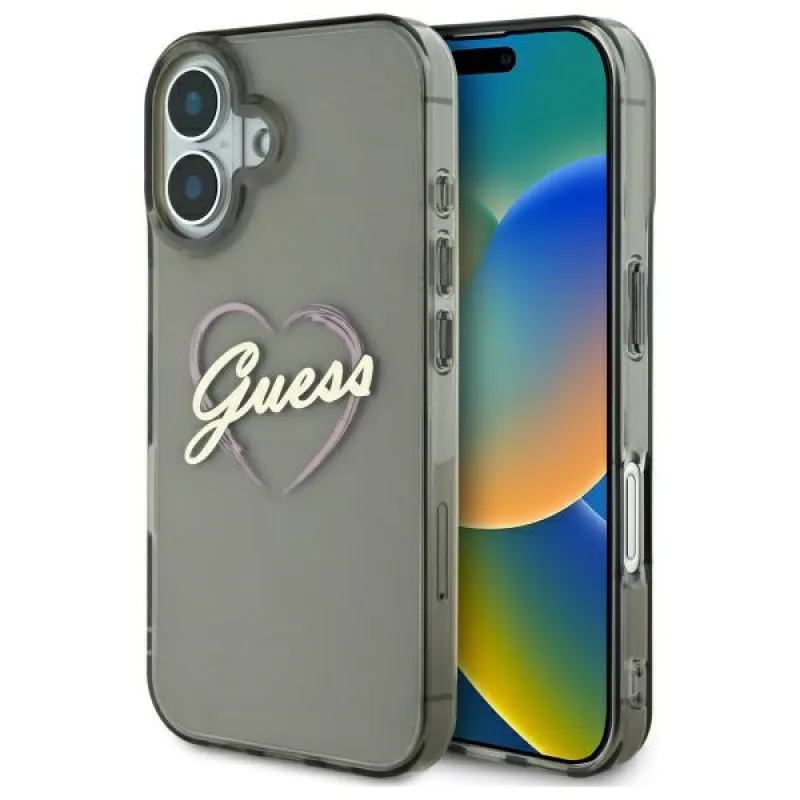 Puzdro Guess IML Heart na iPhone 16 – čierne