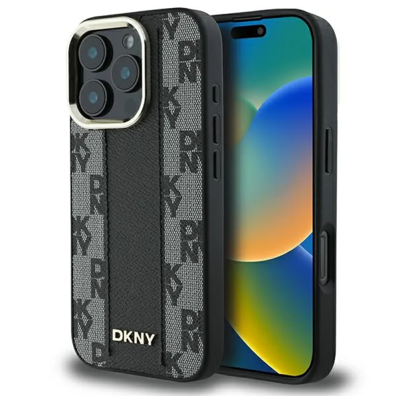Puzdro DKNY s kockovaným vzorom Magsafe iPhone 16 Pro Max – čierne