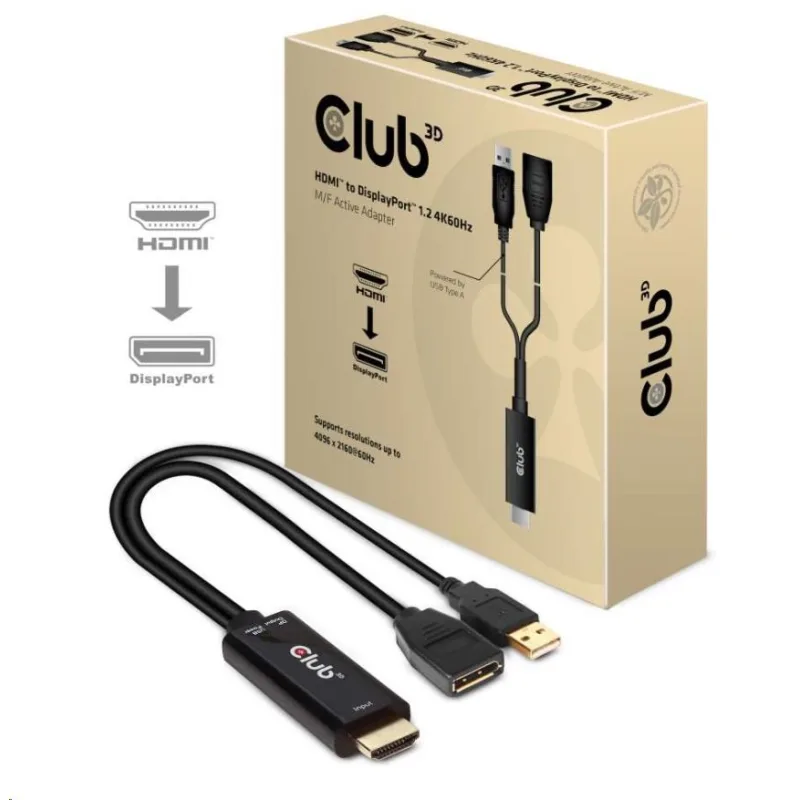Club3D Aktívny adaptér HDMI na DisplayPort 4K60Hz, M/ F CAC-1331