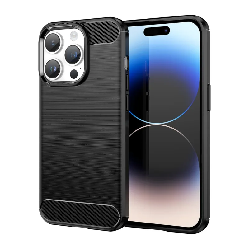 Carbon Case iPhone 14 Pro Max flexibilný gélový zadný kryt čierny