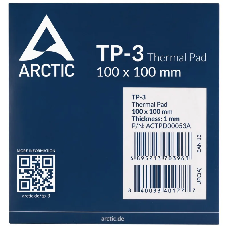 Arctic TP-3 Premium Performance Thermal Pad, 100x100mm, t:1mm ACTPD00053A