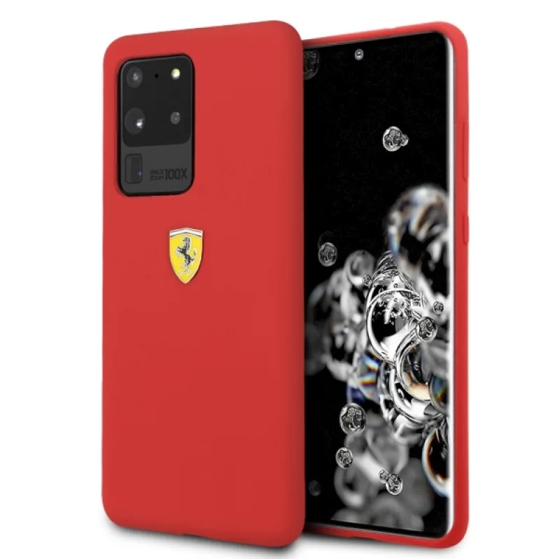Pevné puzdro Ferrari FESSIHCS69RE S20 Ultra G988 červený/červený silikón