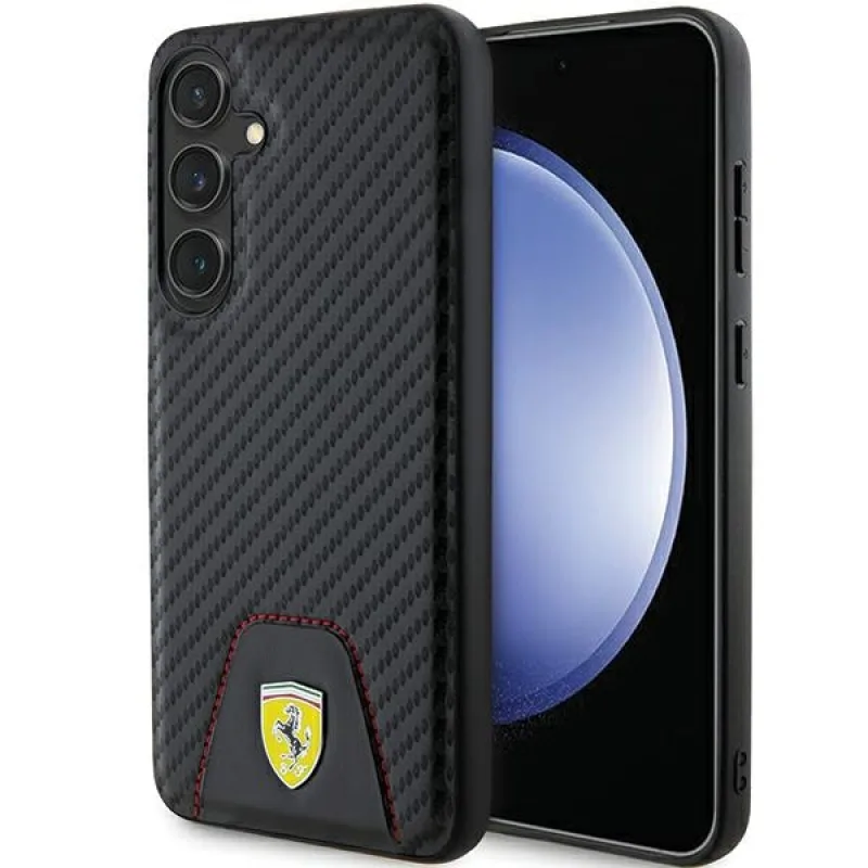 Kryt Ferrari Carbon Stitched Bottom pre Samsung Galaxy S24+ - čierny