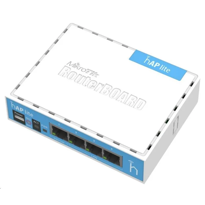 MikroTik hAP Lite (classic), 650MHz CPU, 32MB RAM, 4x LAN, integ. 2…