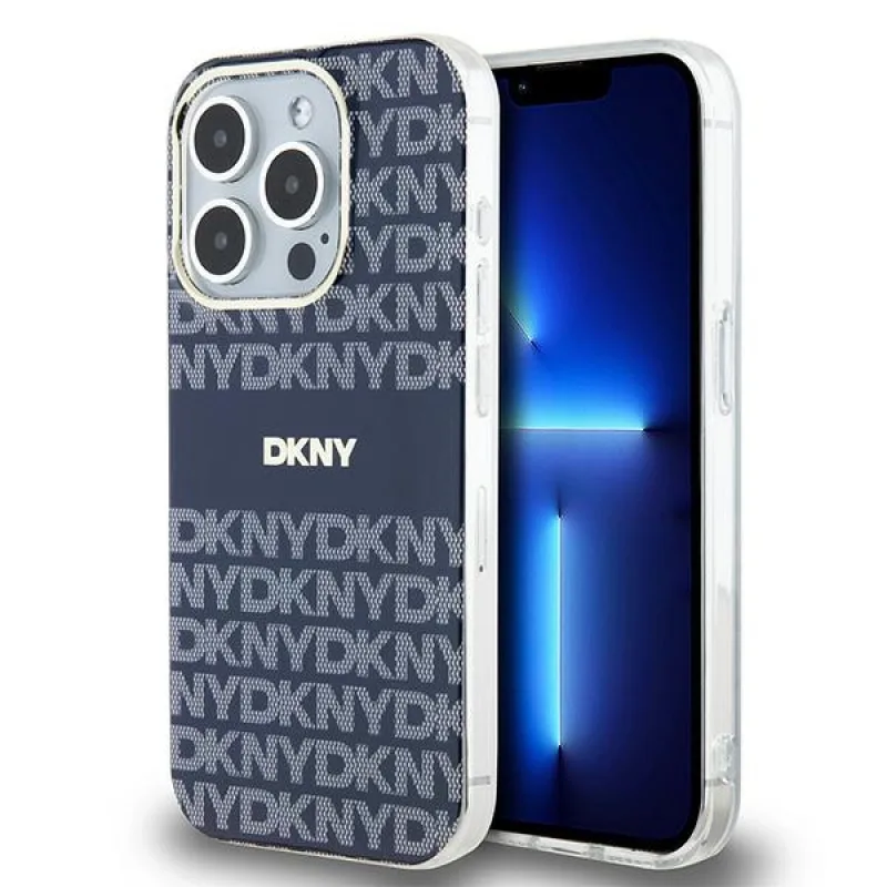 Puzdro DKNY IML Mono & Stripe MagSafe pre iPhone 15 Pro - modré