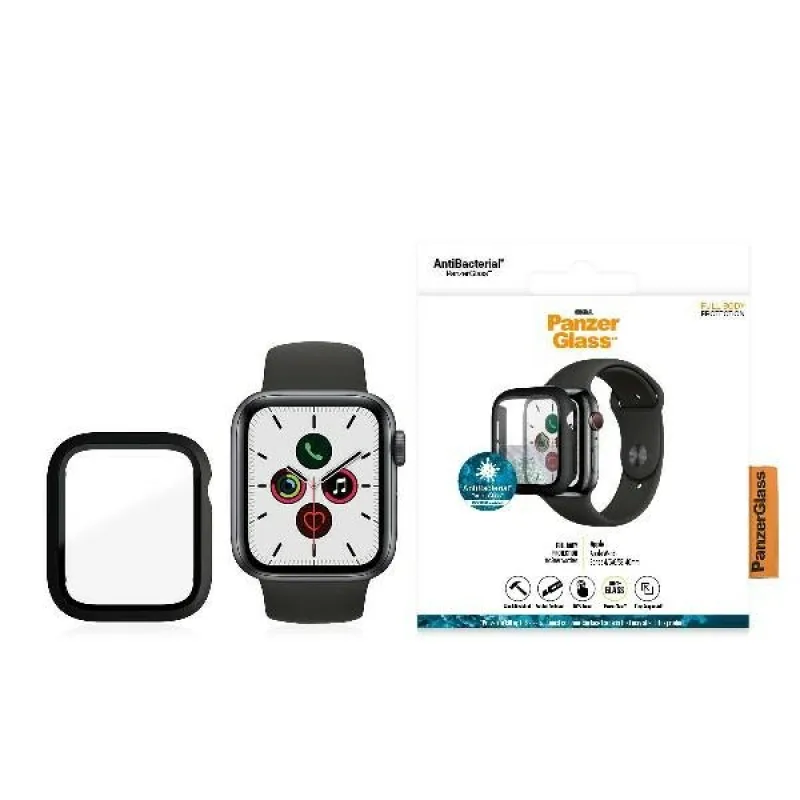 Celotelové puzdro PanzerGlass pre Apple Watch 4/5/6/SE 40 mm – čierne