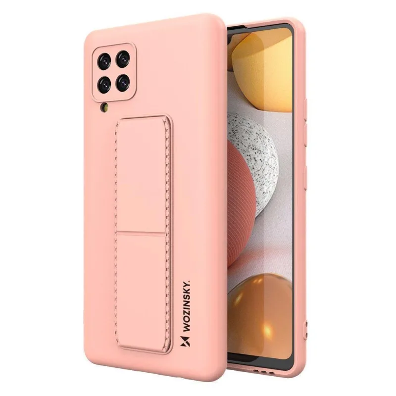 Wozinsky Kickstand Case silikónové puzdro so stojanom Samsung Galaxy A42 5G ružové