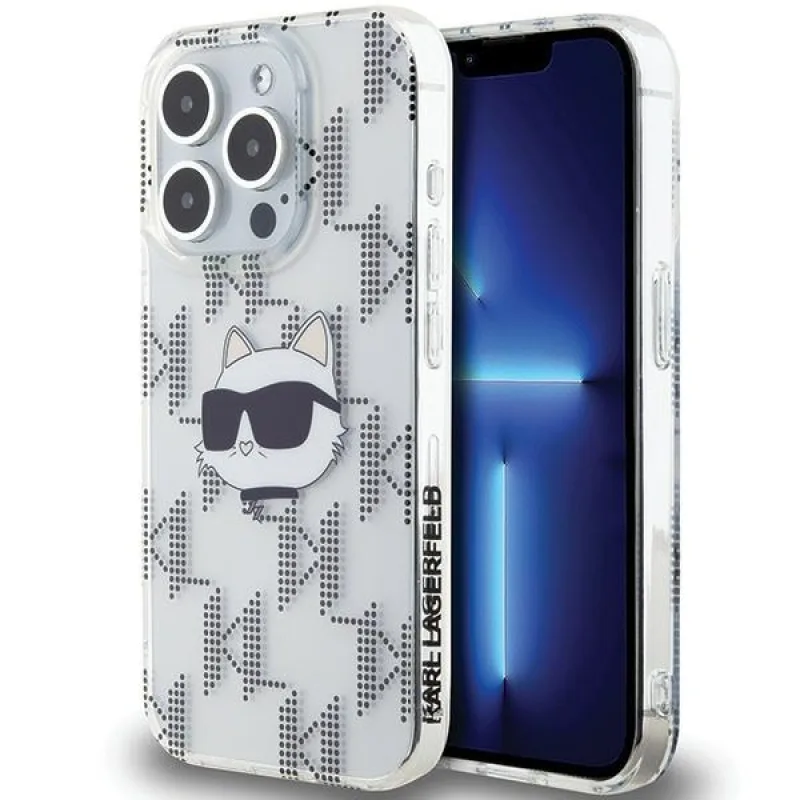 Puzdro Karl Lagerfeld IML Choupette Head & Monogram pre iPhone 15 Pro - priehľadné