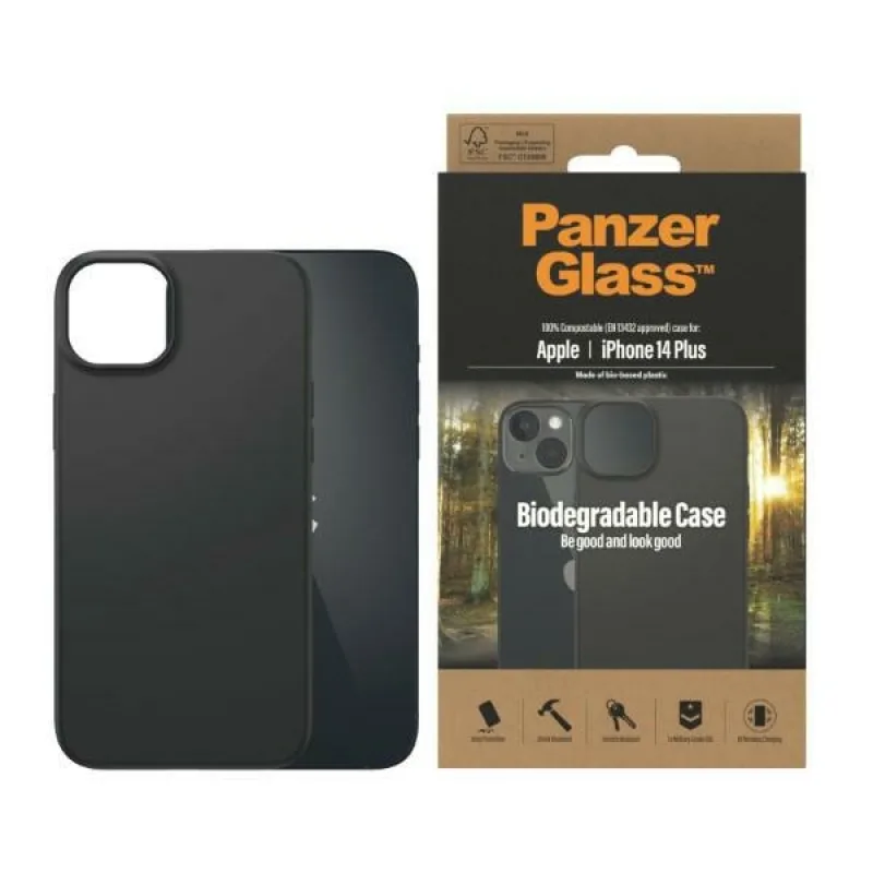Biodegradabilné puzdro PanzerGlass pre iPhone 14 Plus / 15 Plus - čierne