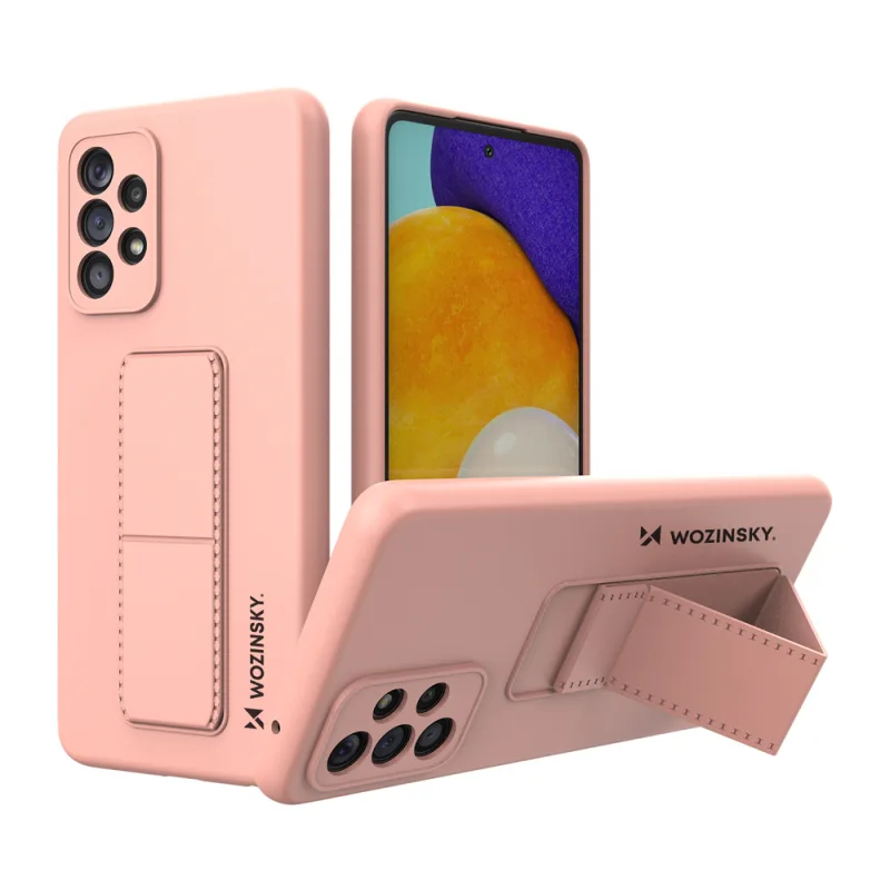 Wozinsky Kickstand Case silikónové puzdro so stojanom pre Samsung Galaxy A73 ružové