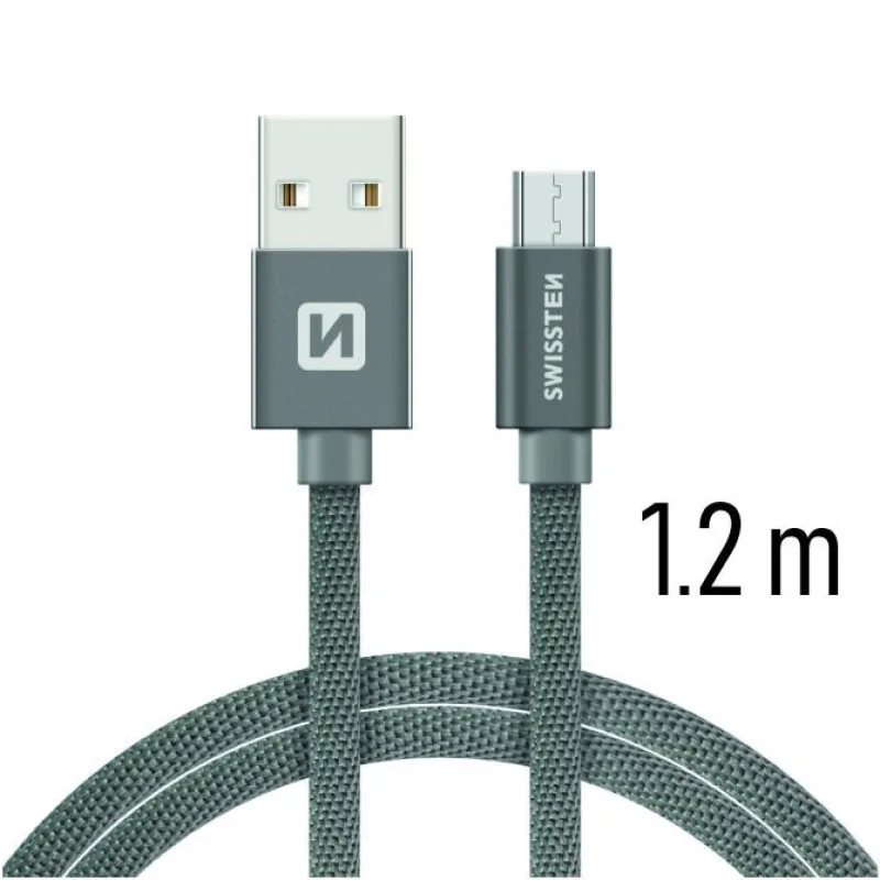 Swissten Data Cable Textile USB / Micro USB 1.2 m, grey 71522202