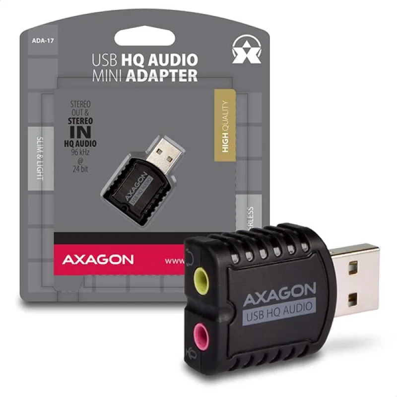 AXAGON ADA-17, USB 2.0 - externá zvuková karta HQ MINI, 96kHz/24-bit…