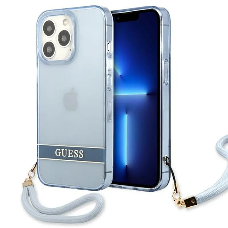 Guess GUHCP13LHTSGSB iPhone 13 Pro / 13 6,1 "modro/modré pevné puzdro Translucent Stap