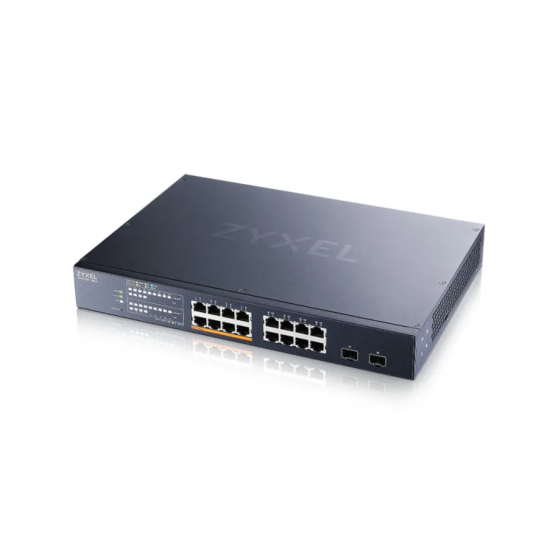 Zyxel XMG1915-18EP, 16-port 2.5GbE, 2 SFP+, 8 x PoE++ 180W Smart Switch, hybird mode, standalone or NebulaFlex Cloud