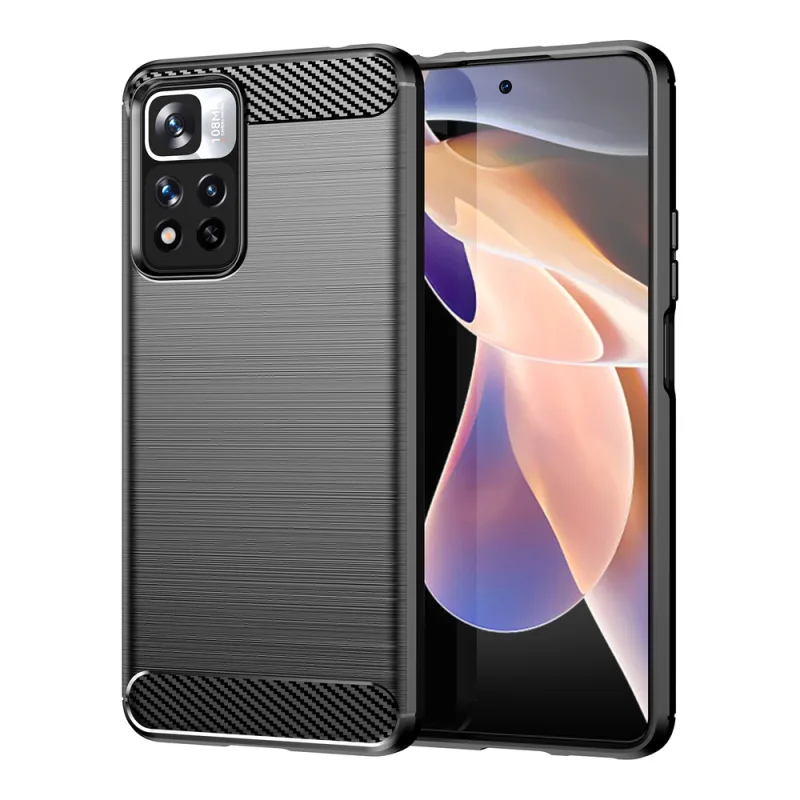 Carbon Case flexibilný kryt puzdra Xiaomi Redmi Note 11 Pro+ 5G (Čína) / 11 Pro 5G (Čína) / Mi11i HyperCharge / Poco X4 NFC čierny