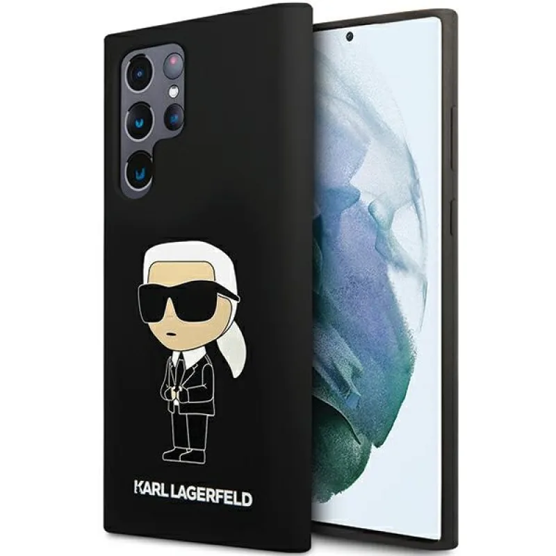 Karl Lagerfeld silikónové puzdro Ikonik pre Samsung Galaxy S24 Ultra - čierne