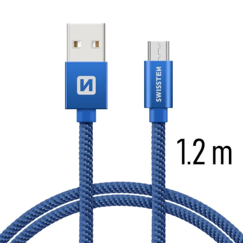 Swissten Data Cable Textile USB / Micro USB 1.2 m, blue