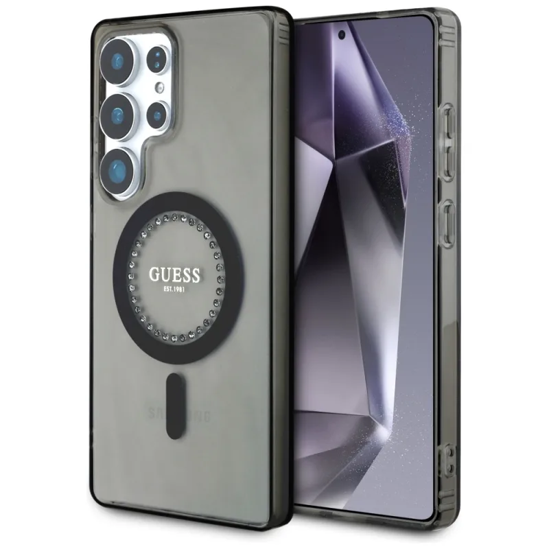 Guess Rhinestones Printed Classic Logo MagSafe Samsung Galaxy S25 Ultra čierny obal