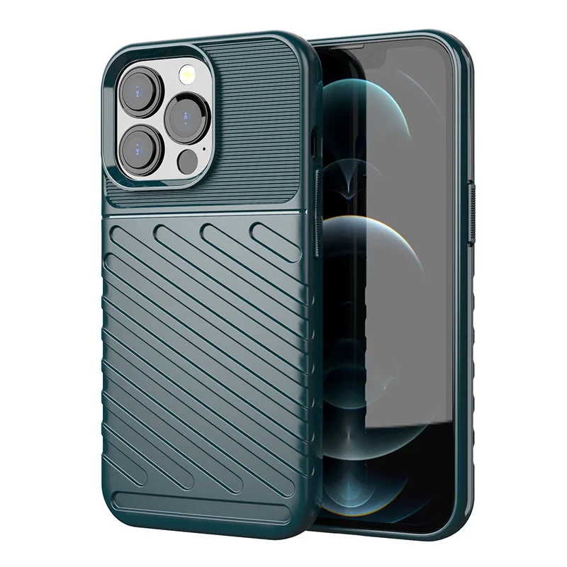 Thunder Case Flexibilné Tough Rugged Cover TPU puzdro pre iPhone 13 Pro zelené