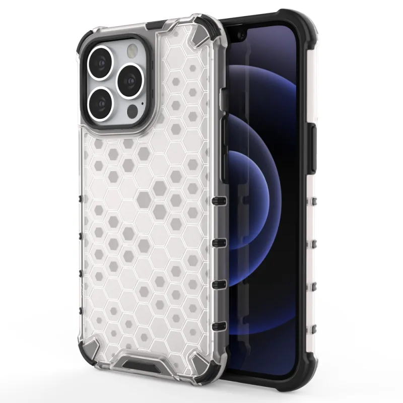 Pancierový kryt Honeycomb Case s TPU nárazníkom pre iPhone 13 Pro priehľadný