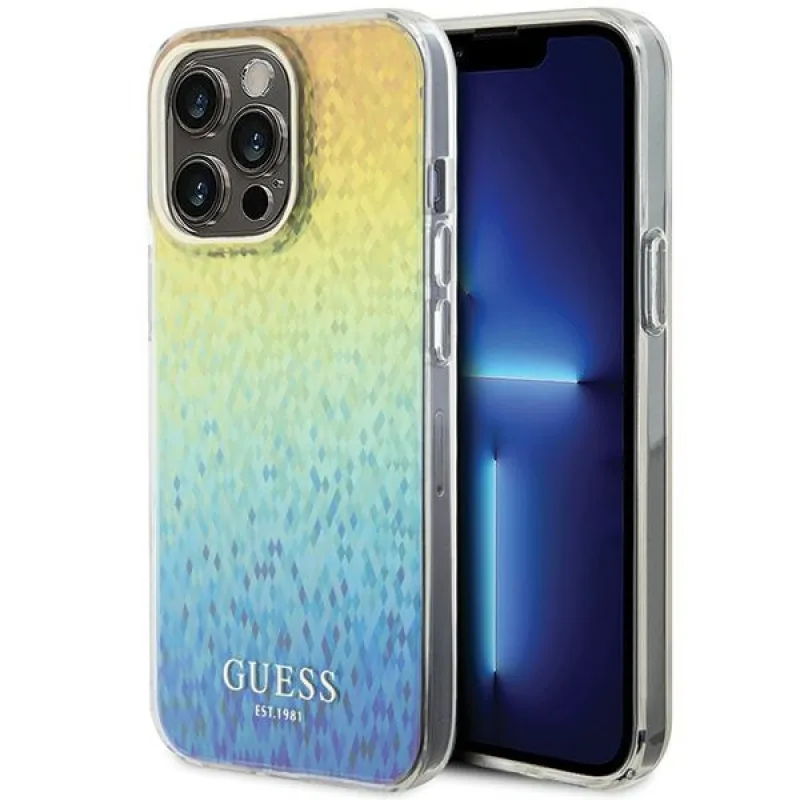Guess IML Faceted Mirror Disco Iridescent puzdro pre iPhone 15 Pro Max - viacfarebné