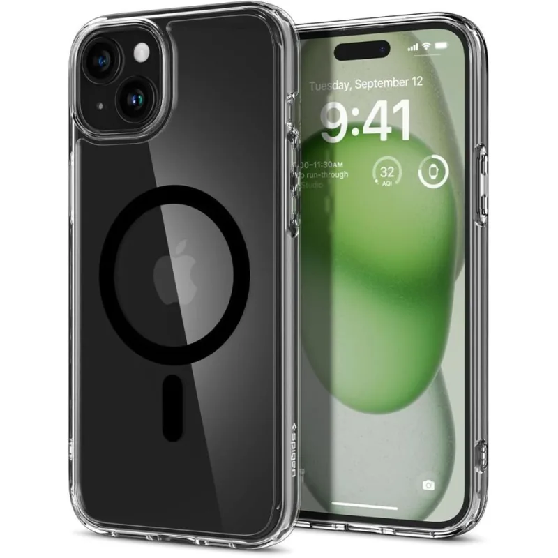 Puzdro Spigen Ultra Hybrid Mag Case s MagSafe pre iPhone 15 Plus – čierne