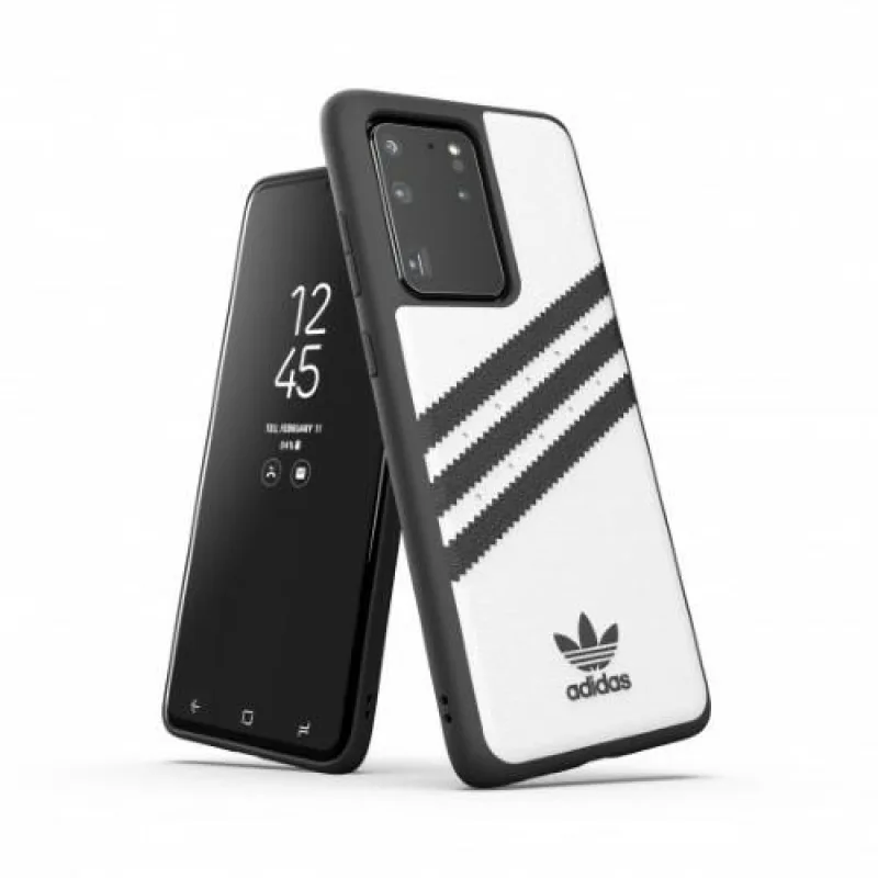 Puzdro Adidas OR Moudled PU pre Samsung Galaxy S20 Ultra – biele a čierne