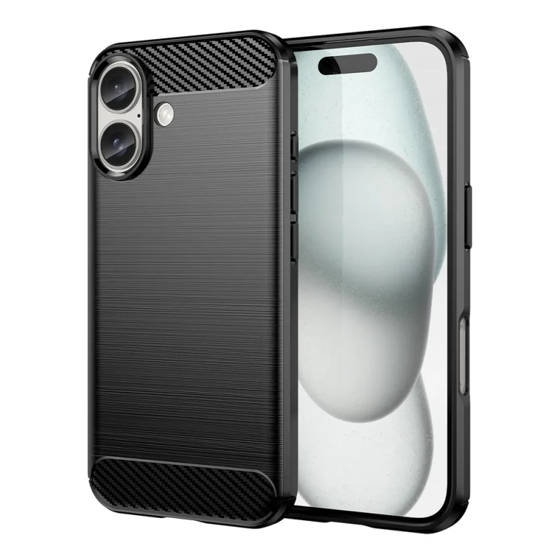 Carbon Case for iPhone 16 Plus Silicone Case - Black