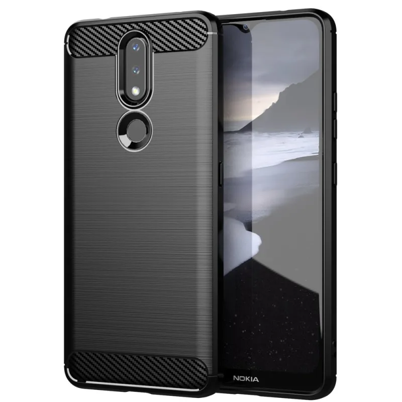 Carbon Case Flexible Cover TPU puzdro pre Nokia 2.4 čierne