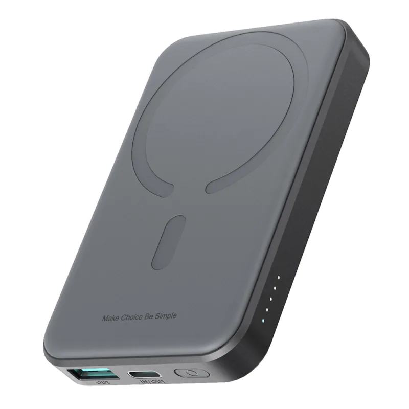 Powerbanka Joyroom JR-W020 Mini 5000mAh USB-A USB-C indukčný 20W - čierny + kábel USB-C / USB-C