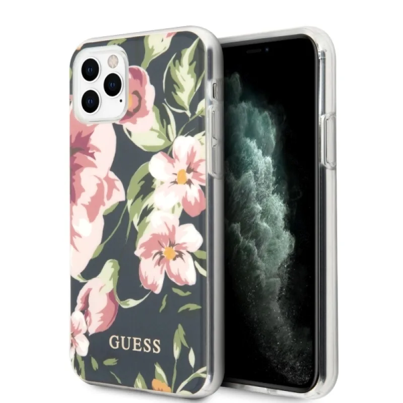 Puzdro Guess N.3 Flower Collection pre iPhone 11 Pro Max – námornícka modrá