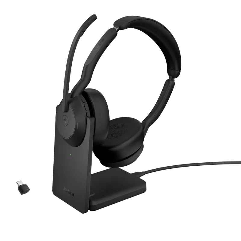 Jabra Evolve2 55/ Stereo/ ANC/ USB-C/ BT-USB/ Bezdrôt/ MS/ Stand/ Čierna…