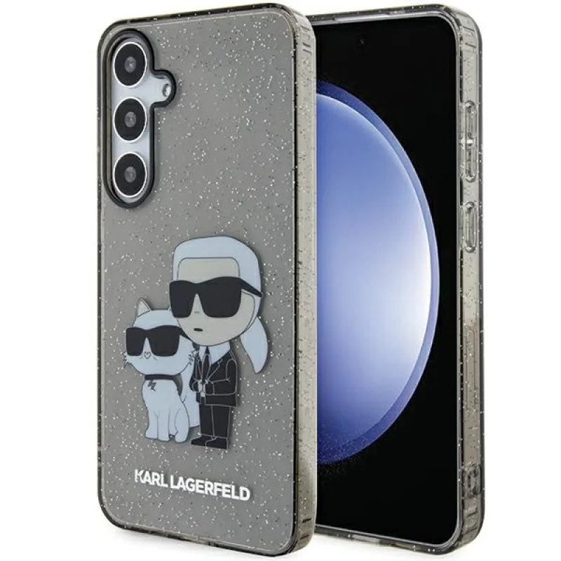 Karl Lagerfeld KLHCS24MHNKCTGK S24+ S926 čierne/čierne pevné puzdro Glitter Karl&Choupette