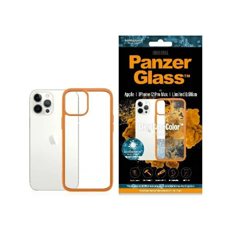 Puzdro PanzerGlass ClearCase pre iPhone 12 Pro Max - priehľadné oranžové