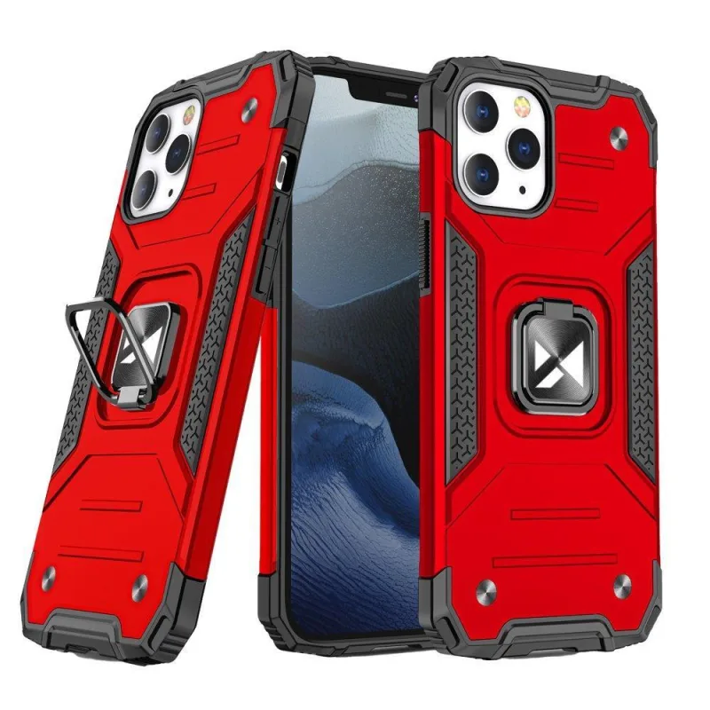 Puzdro Wozinsky Ring Armor pre iPhone 14 Pro pancierový kryt magnetický držiak krúžok červený