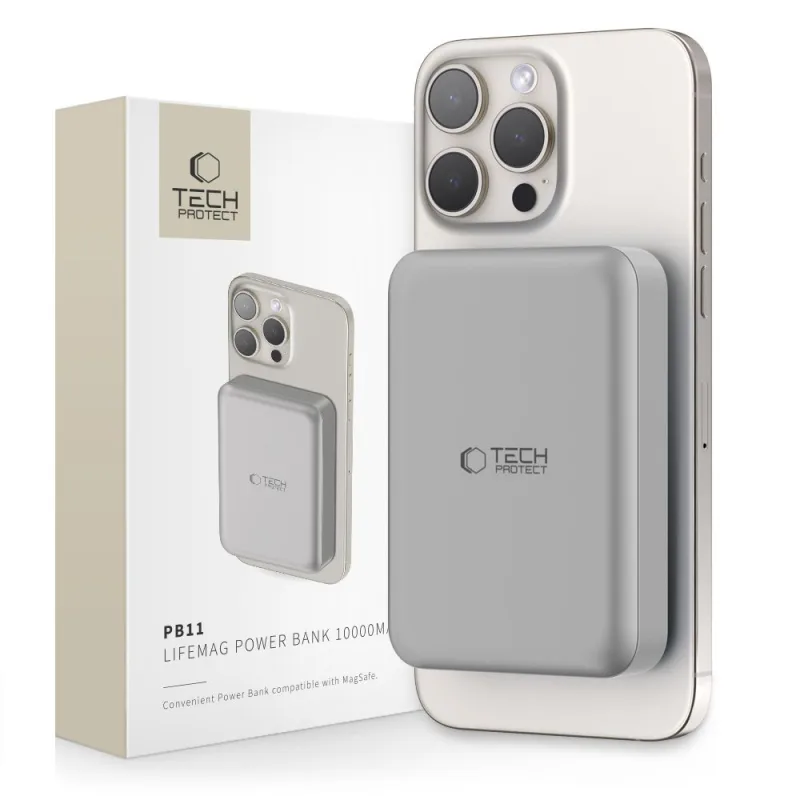 Powerbanka Tech-Protect PB11 LifeMag MagSafe 10000 mAh - titánová