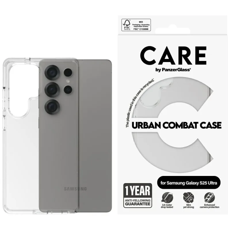 CARE by PanzerGlass Flagship Urban Combat Case pre Samsung Galaxy S25 Ultra – priehľadné