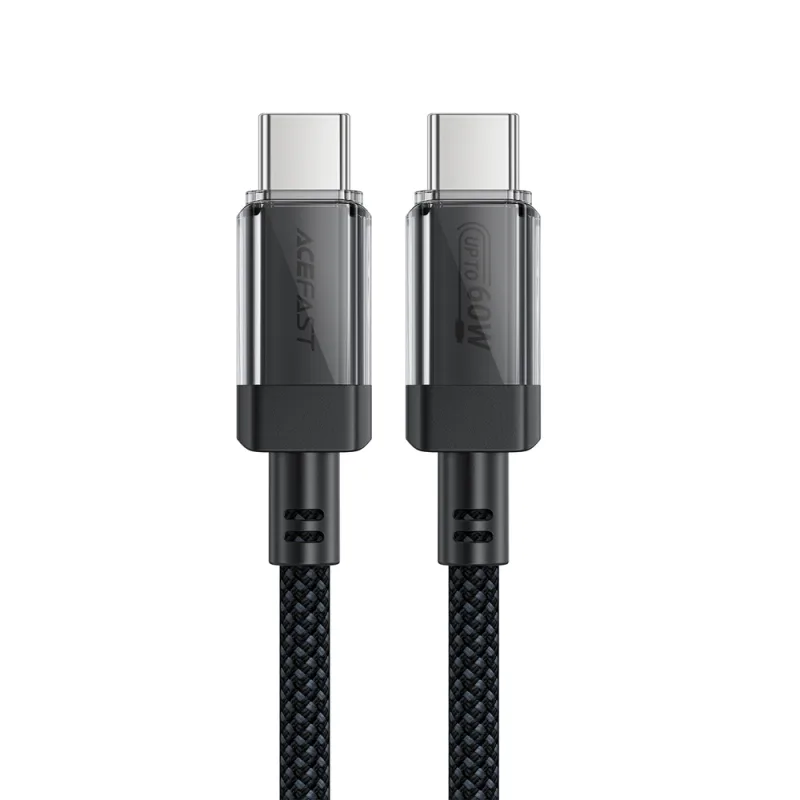 Acefast C12 USB-C / USB-C PD kábel 60W 480Mb/s nylonovým opletením - čierny