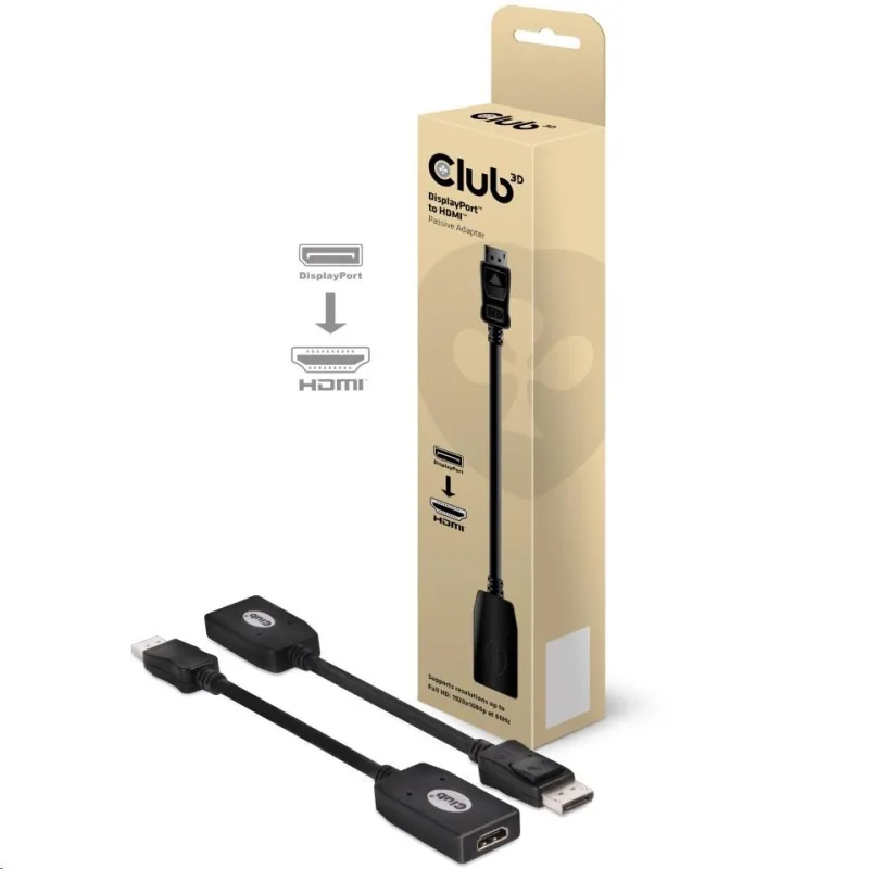 Club3D Pasívny adaptér DisplayPort 1.1 na HDMI 1.3 (M/ F), 24cm CAC-1001