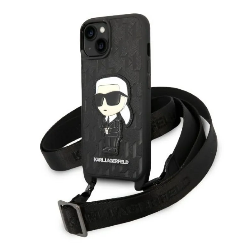 Karl Lagerfeld KLHCP14MSTKMK iPhone 14 Plus 6,7" čierne/čierne pevné puzdro Monogram Ikonik Patch