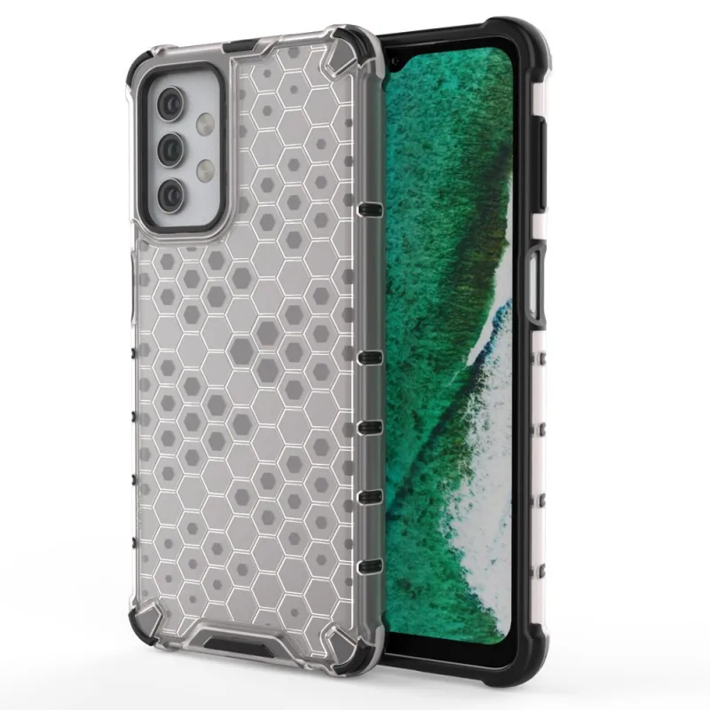 Pancierový kryt Honeycomb Case s TPU Bumper pre Samsung Galaxy A32 5G priehľadný