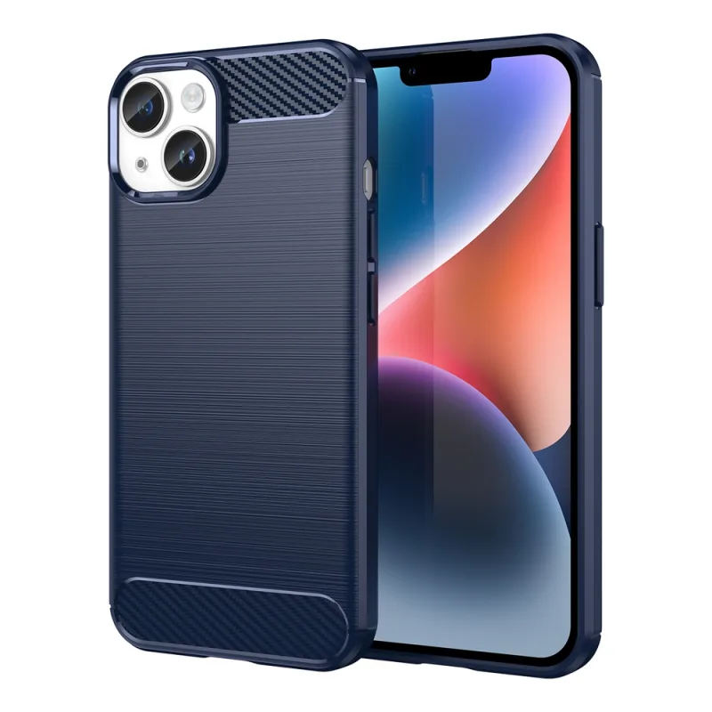 Carbon Case pre iPhone 14 Plus flexibilný gélový zadný kryt modrý