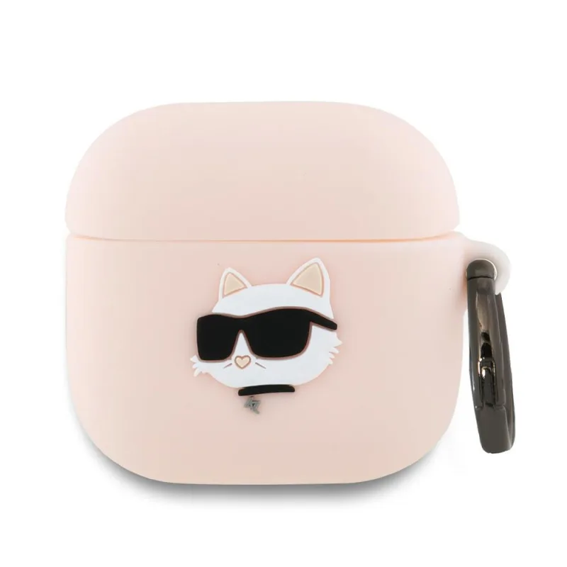 Karl Lagerfeld silikónové puzdro Choupette Head 3D pre AirPods 4 - ružové