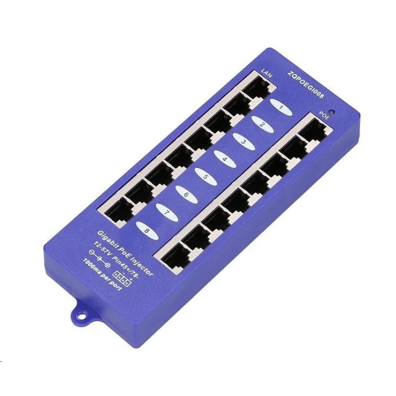 POE injektor pasivní - 8x 1 Gb/ s, stíněný, svorkovnice INJ-PAN8-GB