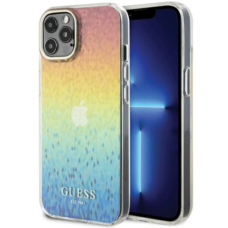 Guess IML Faceted Mirror Disco Iridescent puzdro pre iPhone 12/12 Pro - viacfarebné