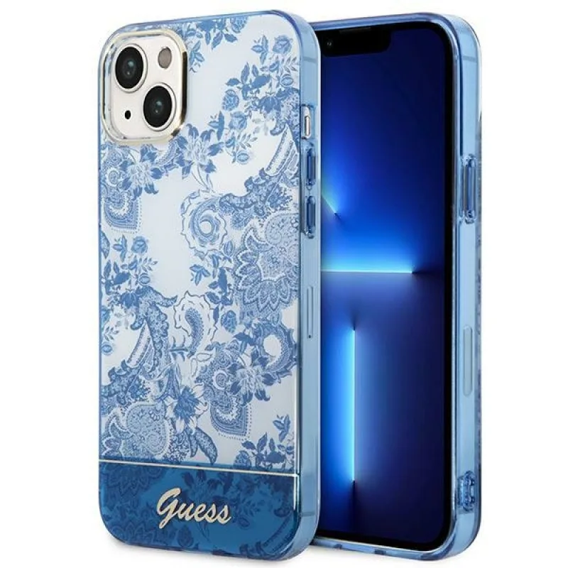 Guess GUHCP14MHGPLHB iPhone 14 Plus 6,7" modro/modré pevné puzdro Porcelain Collection